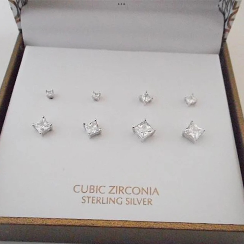 4 x Cubic Zirconia Sterling Silver Earring Set